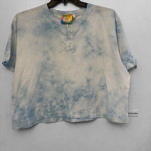 Big Bud blue tie-dye henley cropped 3X